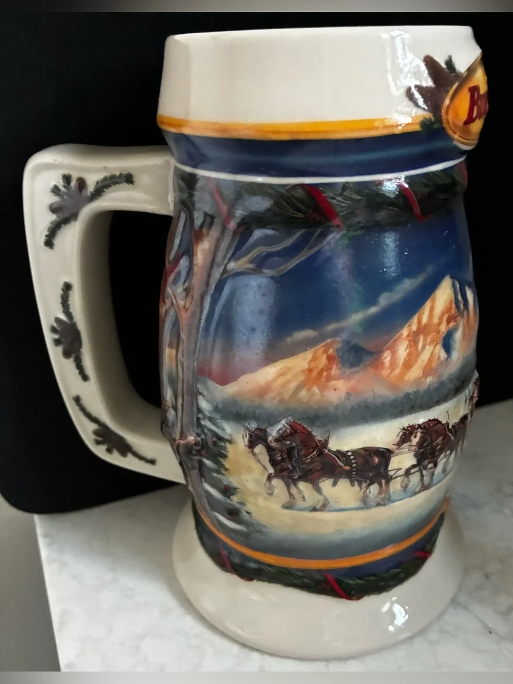 Vintage Budweiser holiday in mountain stein 2000